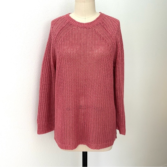 J. Crew Sweaters - J.Crew Linen Beach Sweater NWT Dusty Rose Ribbed Oversized Relaxed-fit L